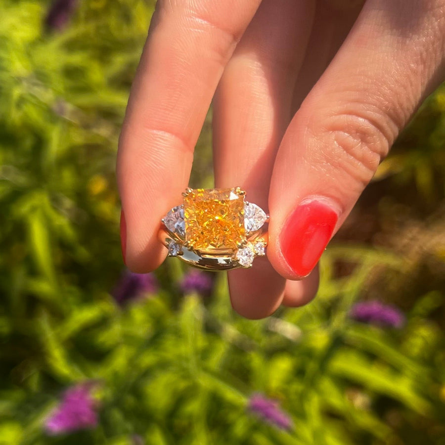 Sparkling 2 Pcs Yellow Radiant Cut Bridal Set shine