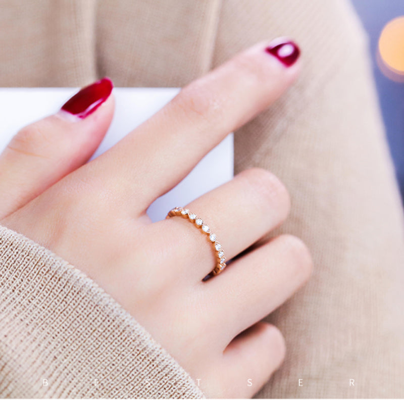Round Cut Eternity Sterling Silver Ring Band Shine of Diamond