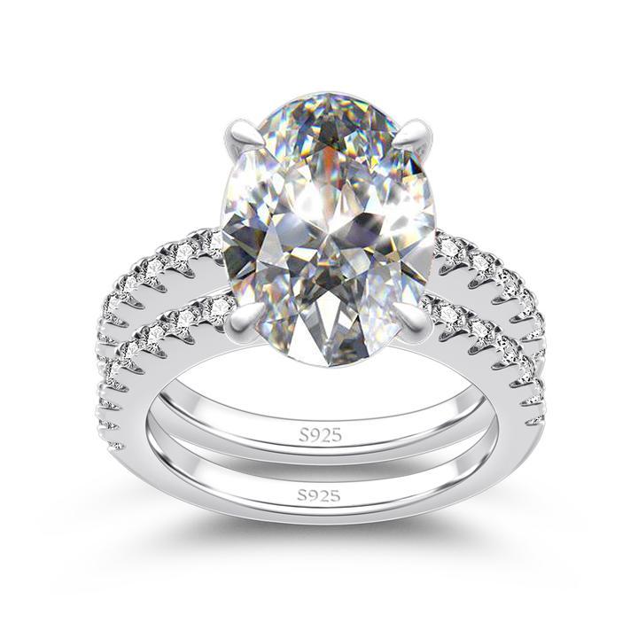 Classic 5.0 Carat Oval Cut Wedding Bridal Set in Sterling Silver Shineofdiamond