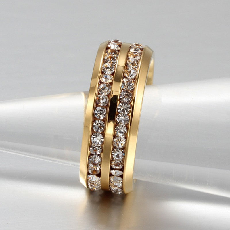 Round Cut White Sapphire Gold Titanium Wedding Band For Men Shineofidamond