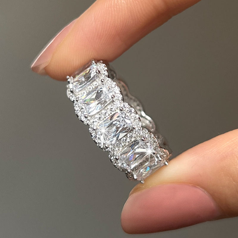 Handmade Halo Radiant Cut Eternity Wedding Band Shineofidamond