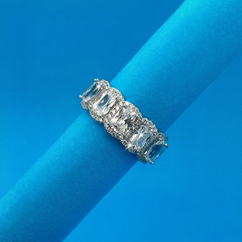 Handmade Halo Radiant Cut Eternity Wedding Band Shineofidamond