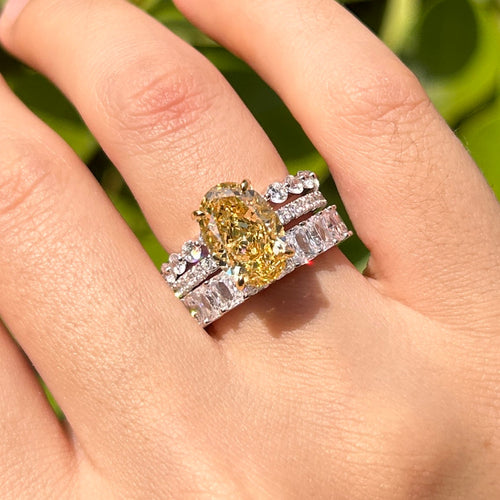 3 Pcs Stunning Yellow Oval Cut Sterling Silver Bridal Set For Women Carly Jewelry