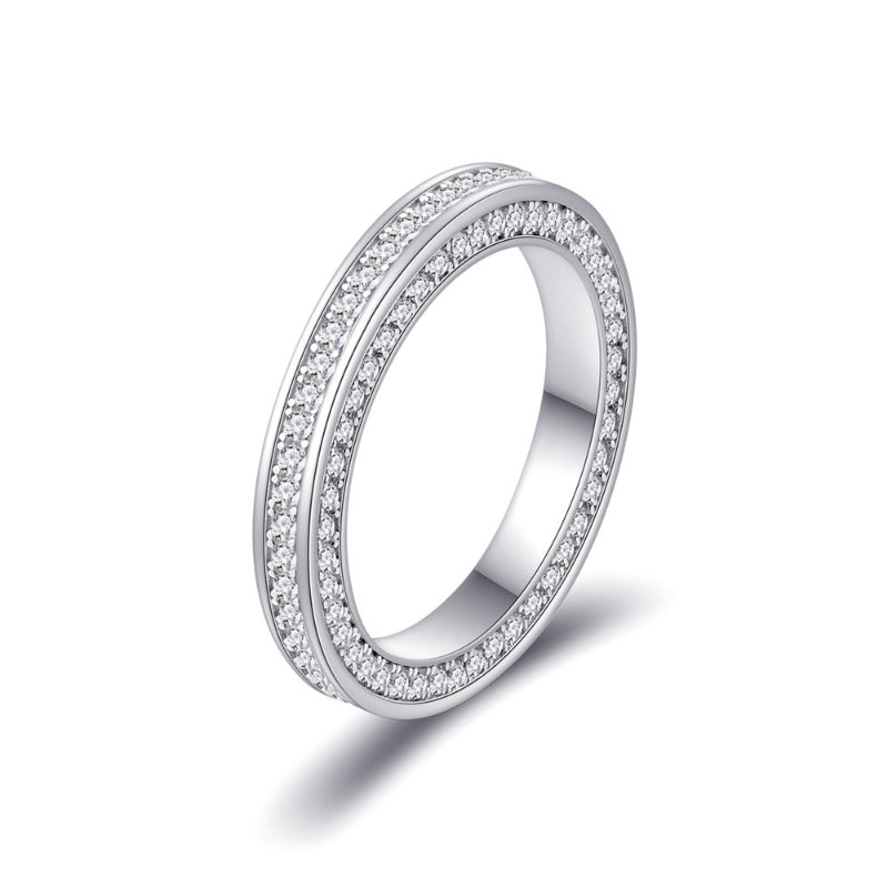 Triple Row Eternity Wedding Band Ring in 925 Sterling Silver shine of diamond