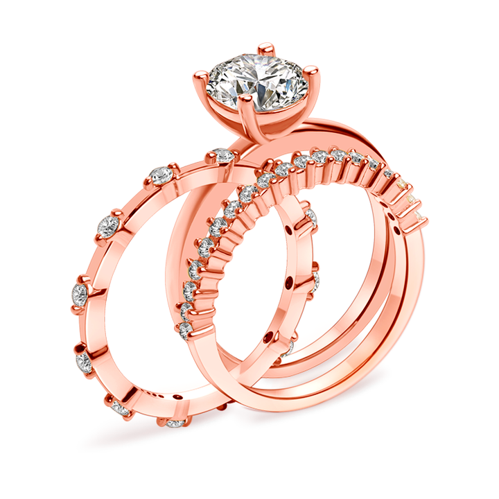 Oval Cut Stack 3pcs Wedding Bridal Set in Sterling Silver shineofdiamond
