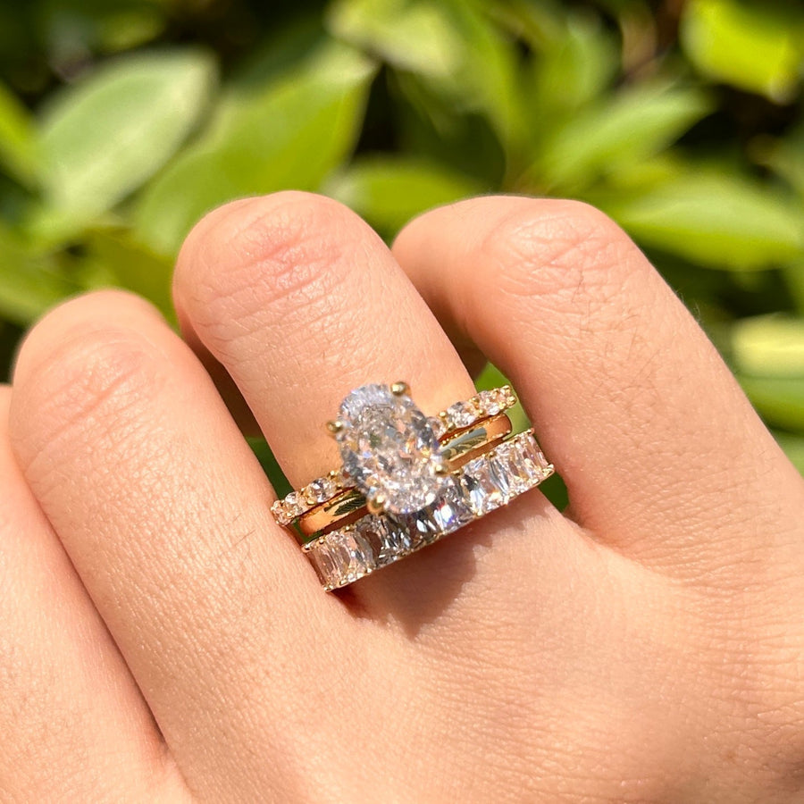 Unique Design Stunning Oval Cut Sterling Silver Bridal Set Carly Jewelry