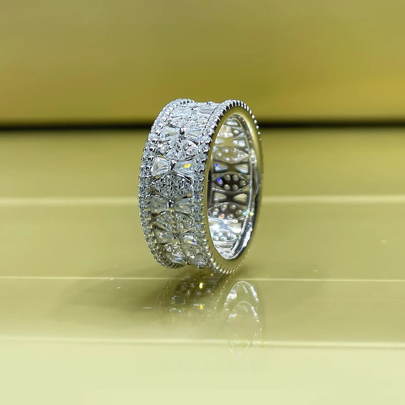 Stylish Sterling Silver Eternity Band with Micro inlays shine of diamond