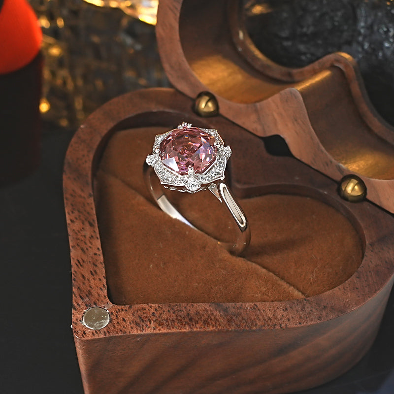 Vintage Rose Design 18K White Gold Plated Engagement Ring Carly Jewelry