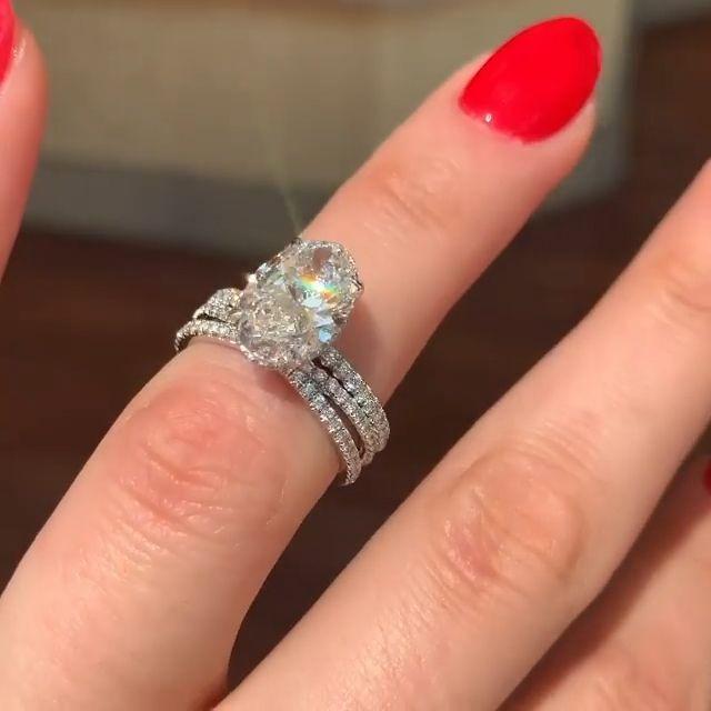 Oval Cut Sterling Silver Bridal Set Shineofidamond