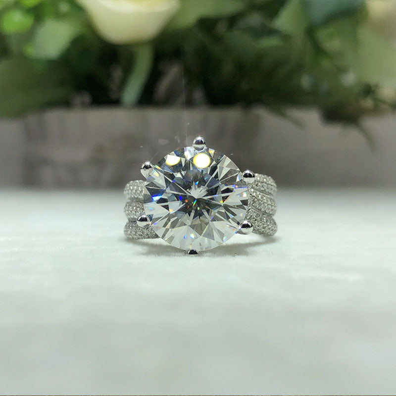 Luxury 6 Prong Twisted Band Round Cut Half Eternity Sterling Silver Engagement Ring Shineofdiamond