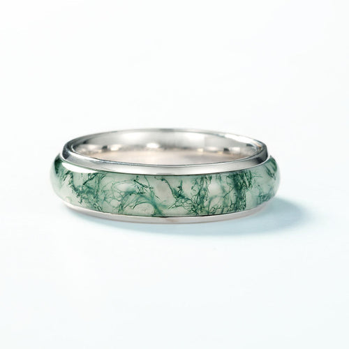 Simple Natural Green Moss Aget Band Carly Jewelry