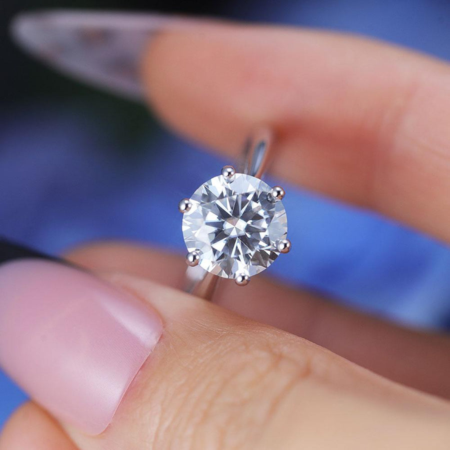 ShineofDiamond Classic 6 Prong Round Cut Moissanite Ring Shine of Diamond