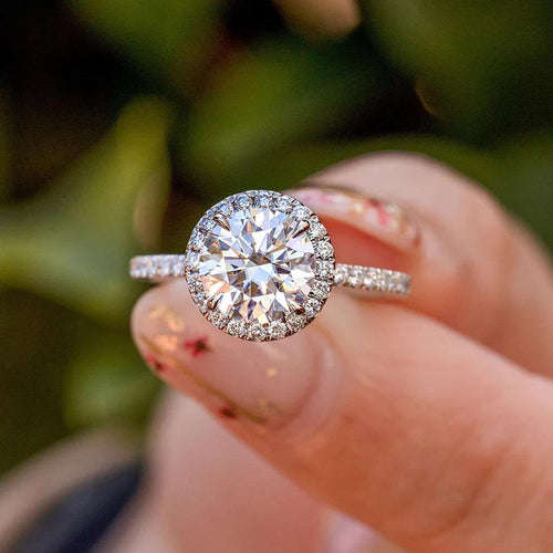 Sale | Simple Round Cut Halo Engagement Ring In Sterling Silver Shineofdiamond