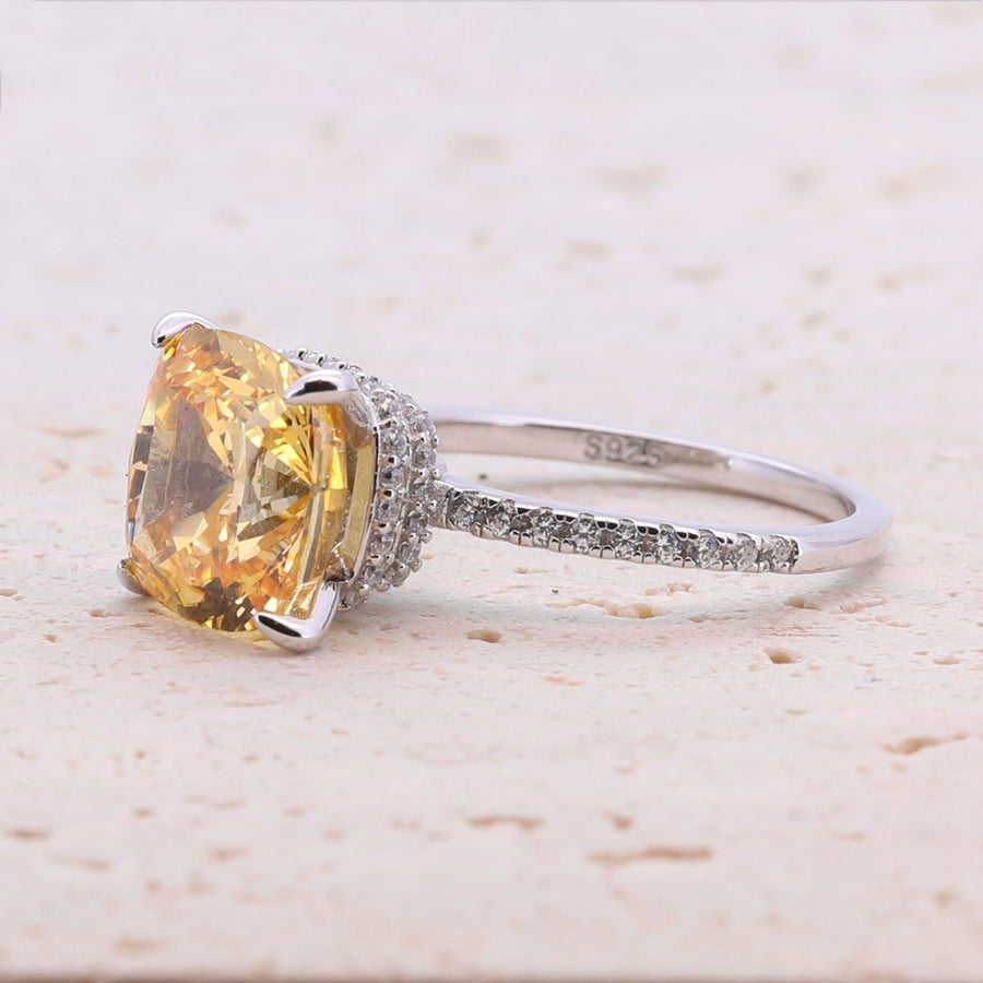 5.0CT Cushion Cut Sterling Silver Engagement Ring with Double Halo(Multi Color Available) shine of diamond