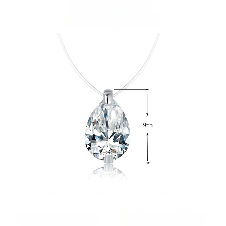 Mermaid Tears Design Pear Cut Moissanite Necklace Shine of Diamond