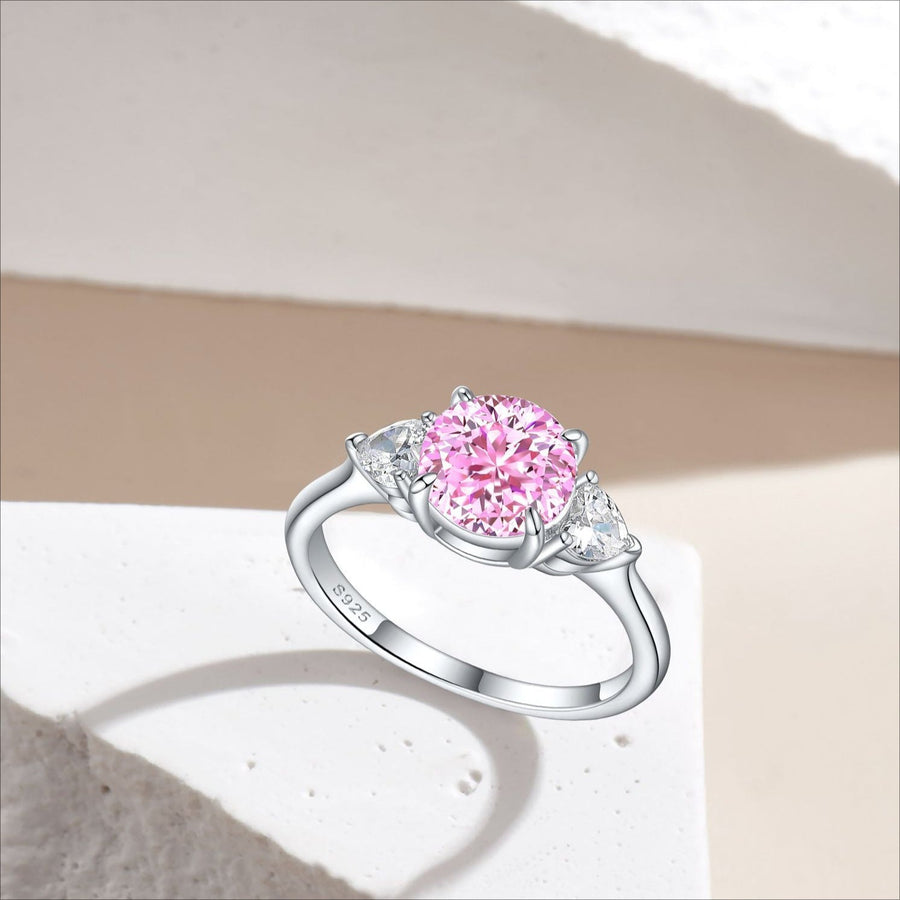 2.0CT Round Cut Three Stone Sterling Silver Engagement Ring(Multi Color available) shine of diamond