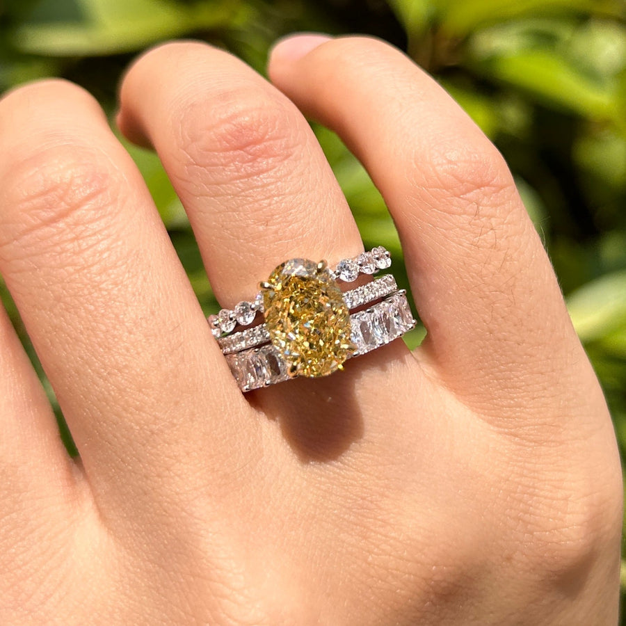 3 Pcs Stunning Yellow Oval Cut Sterling Silver Bridal Set For Women Carly Jewelry