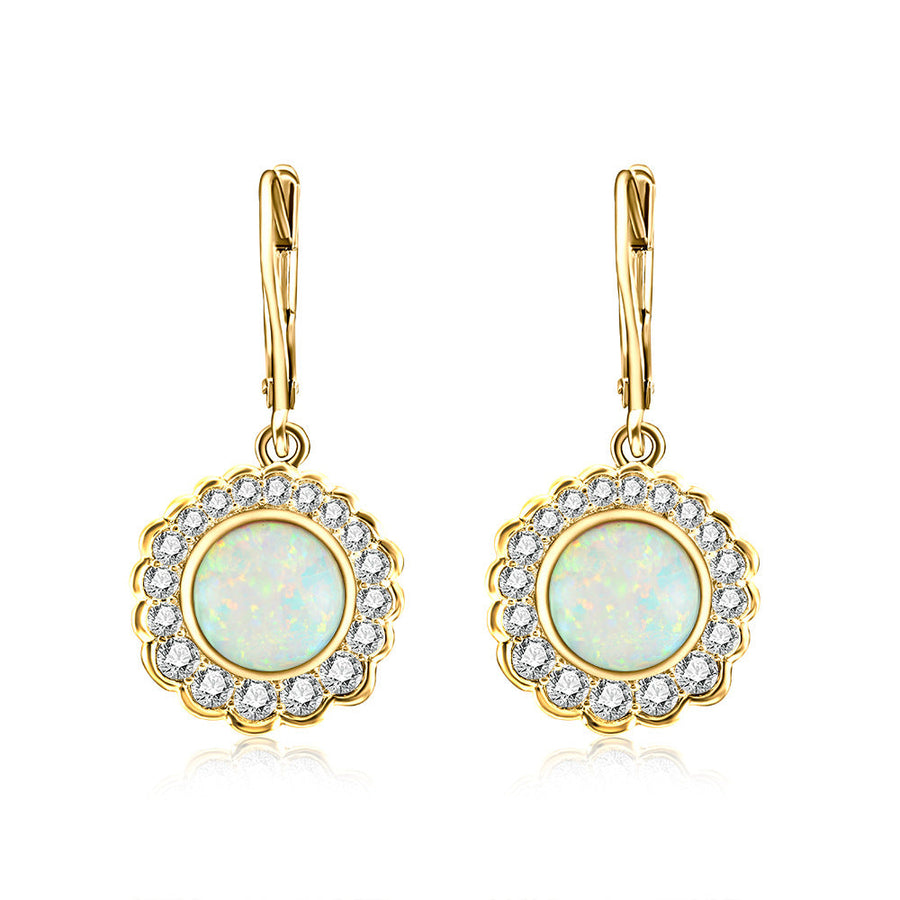 Opal Halo Sterling Silver Drop Earrings Carly Jewelry