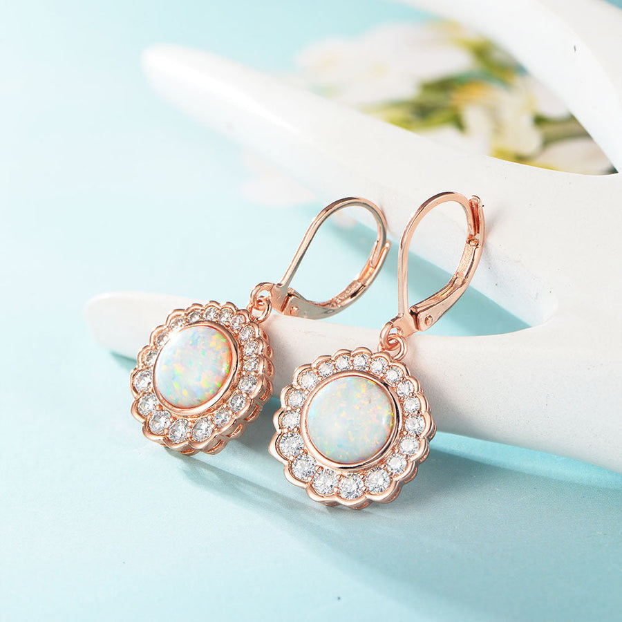 Opal Halo Sterling Silver Drop Earrings Carly Jewelry