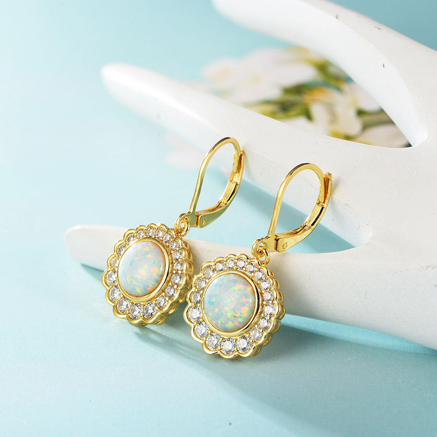 Opal Halo Sterling Silver Drop Earrings Carly Jewelry