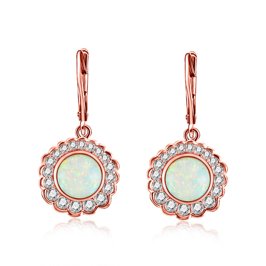 Opal Halo Sterling Silver Drop Earrings Carly Jewelry