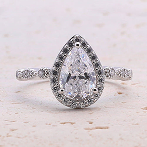 1.5CT Retro Pear Cut Half Eternity Engagement Ring shine of diamond