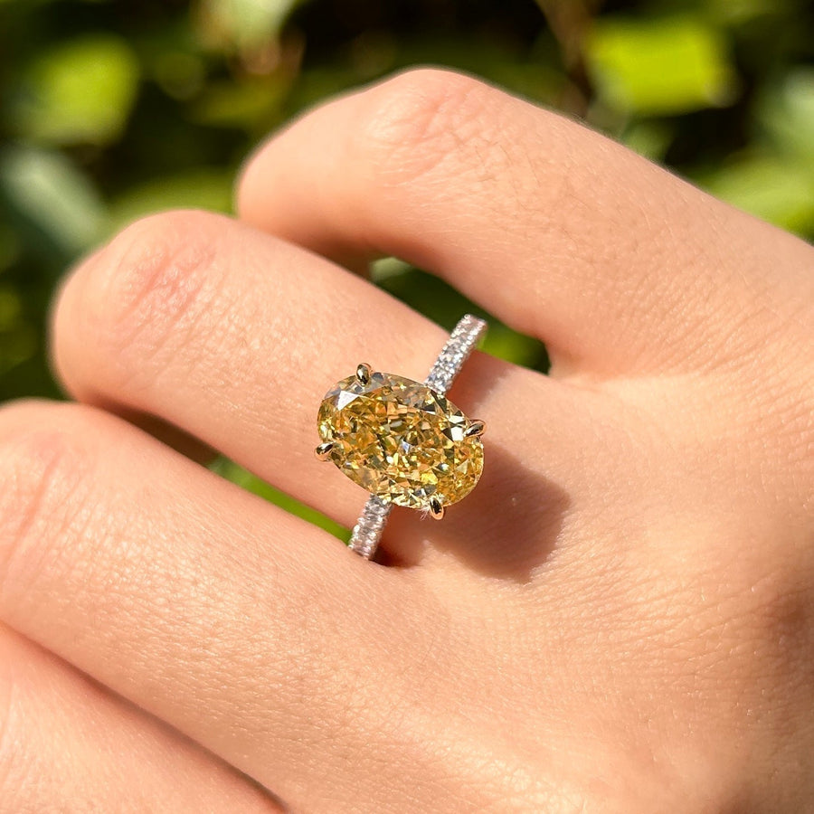Stunning Yellow Oval Cut Sterling Silver Engagament Ring For Women Carly Jewelry