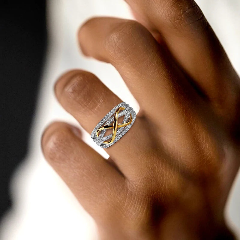 Infinity Design Sterling Silver Ring Band For Her Shine of Diamond