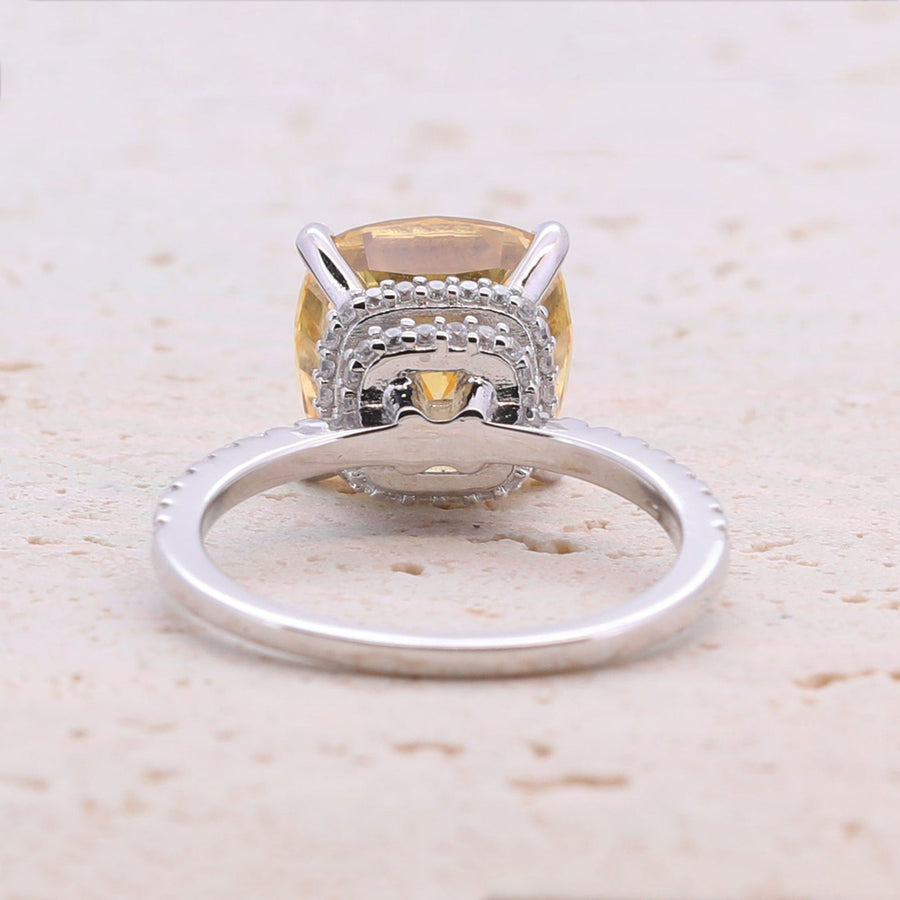 5.0CT Cushion Cut Sterling Silver Engagement Ring with Double Halo(Multi Color Available) shine of diamond