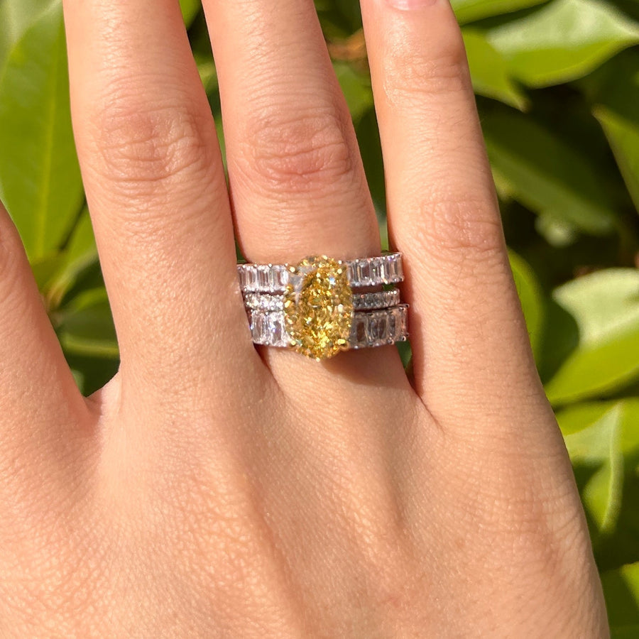 3 Pcs Yellow Oval Cut Sterling Silver Bridal Set Carly Jewelry