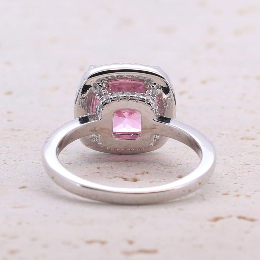 3.5ct Cushion Cut Halo Multi Color Sterling Silver Engagement Ring shine of diamond