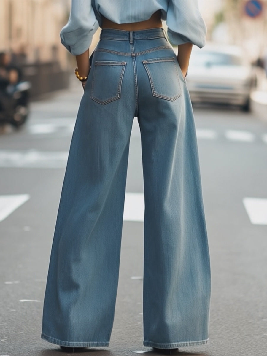 Vintage Wide-Leg Denim Trousers SN