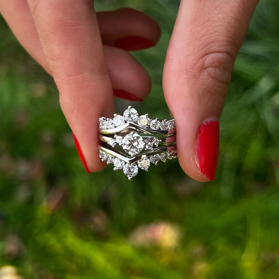 Elegant Round Cut Insert Bridal Set For Women In Sterling Silver Shine of Diamond