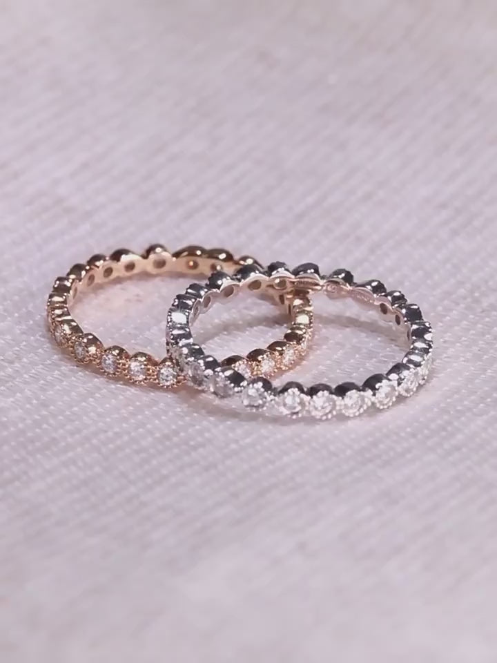 Round Cut Eternity Sterling Silver Ring Band Shine of Diamond
