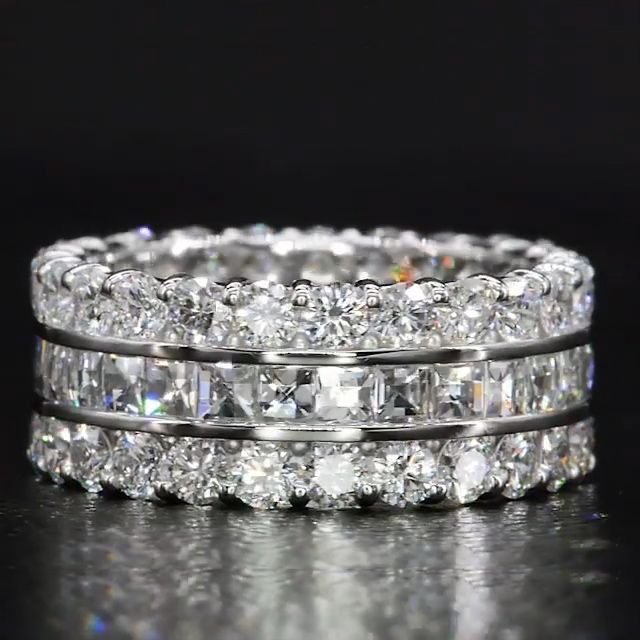 Handmade Princess Cut Eternity Widen Wedding Band In Sterling Silver Shineofidamond