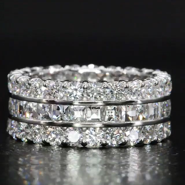Handmade Princess Cut Eternity Widen Wedding Band In Sterling Silver Shineofidamond