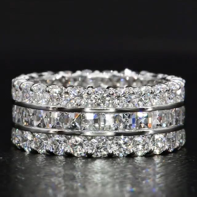 Handmade Princess Cut Eternity Widen Wedding Band In Sterling Silver Shineofidamond