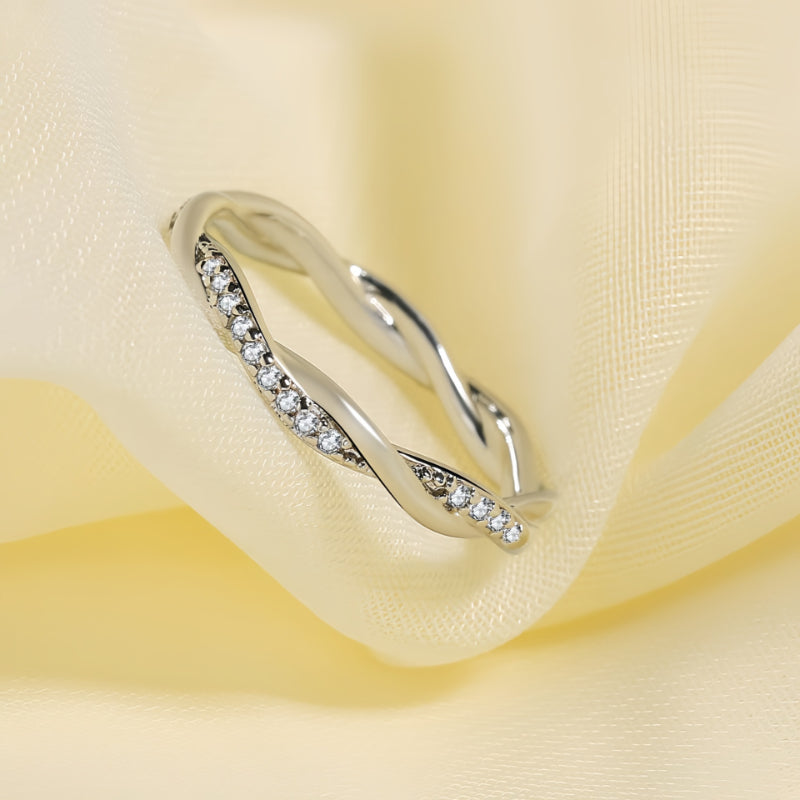 Classic 4 Prong Round Cut Sterling Silver Engagement Ring with Band Shine of Diamond