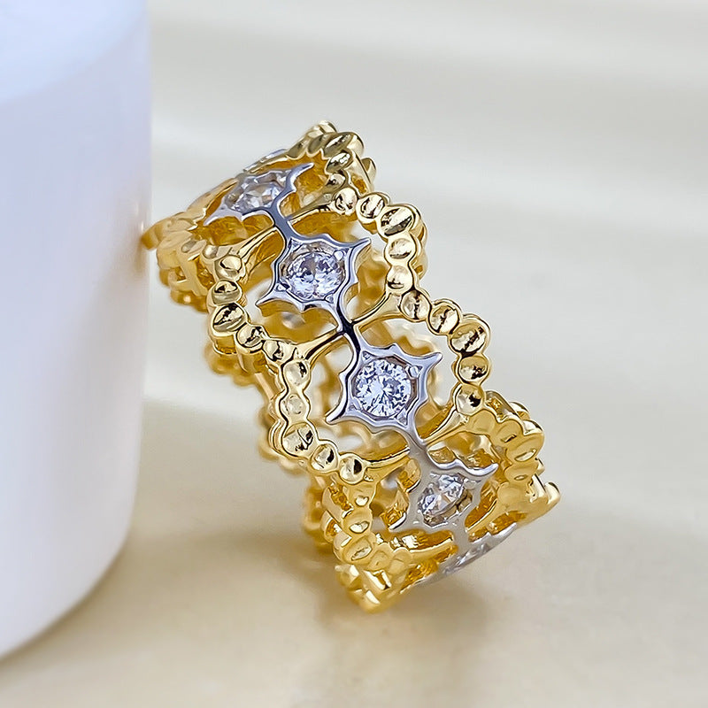 Vintage Two Tone Hollow Sterling Silver Wedding Band Shineofdiamond