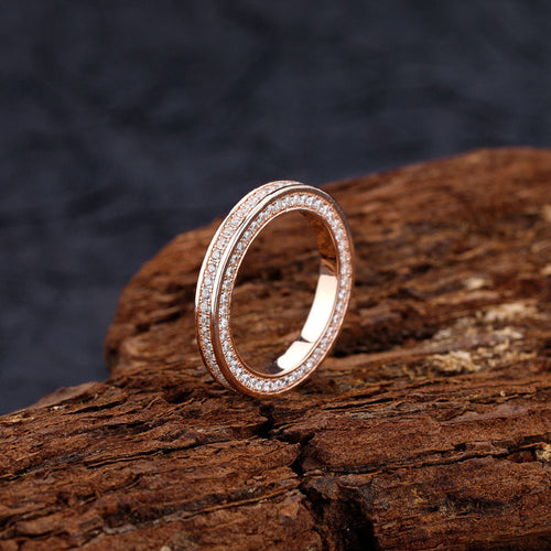 Triple Row Eternity Wedding Band Ring in 925 Sterling Silver shine of diamond
