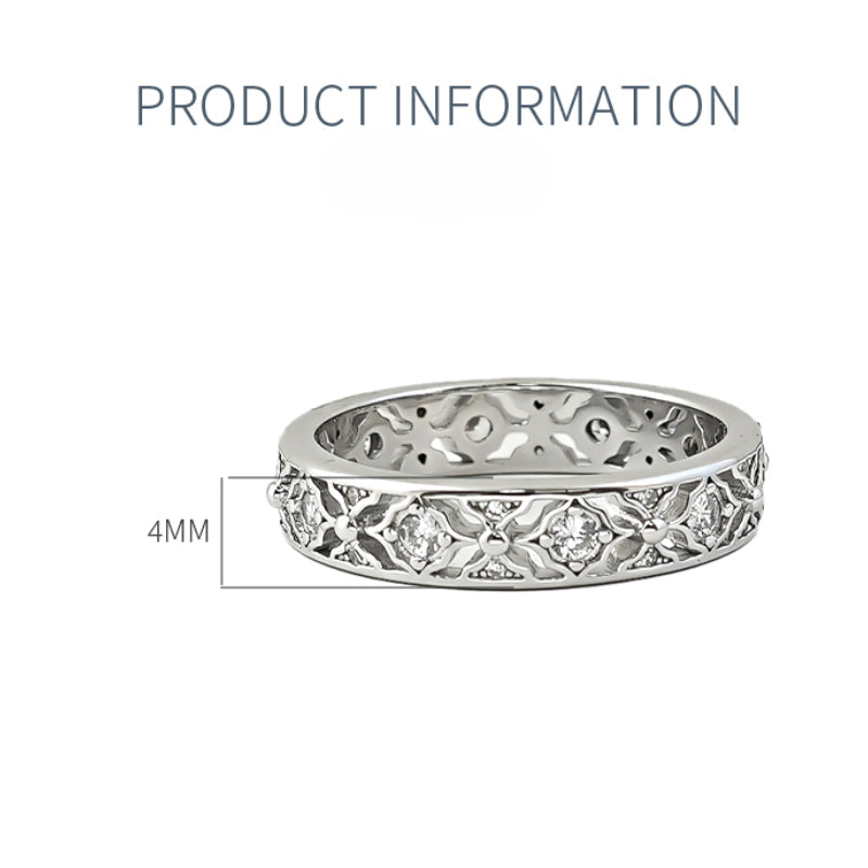 Delicate Hollow-out Wedding band in 925 Sterling Silver shine of diamond