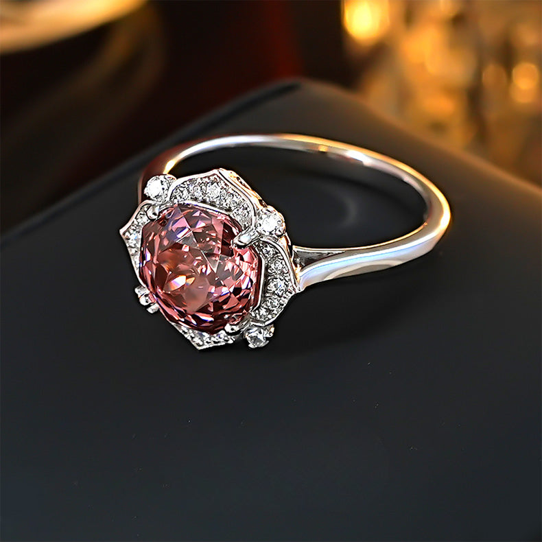 Vintage Rose Design 18K White Gold Plated Engagement Ring Carly Jewelry