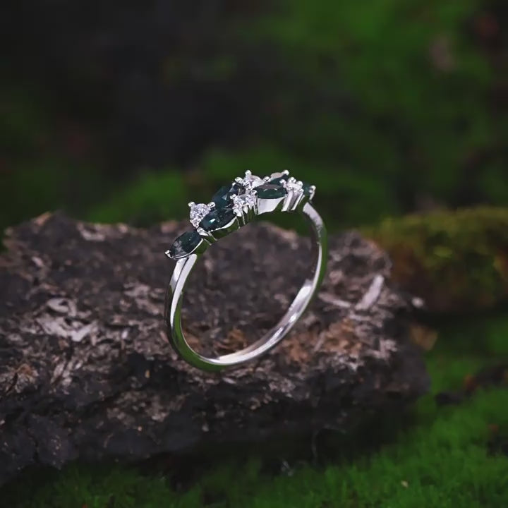 Natural Green Moss Agate Sterling Silver Ring Carly Jewelry