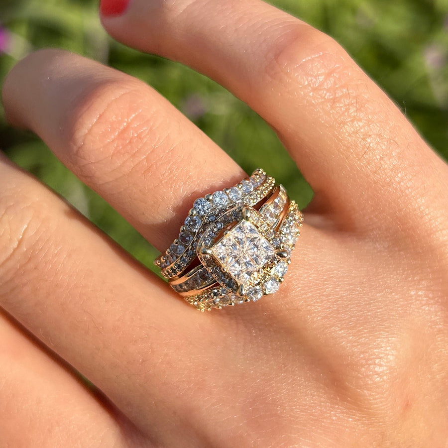 Exquisite Princess Cut Sterling Silver Party Engagement Ring Shine of Diamond