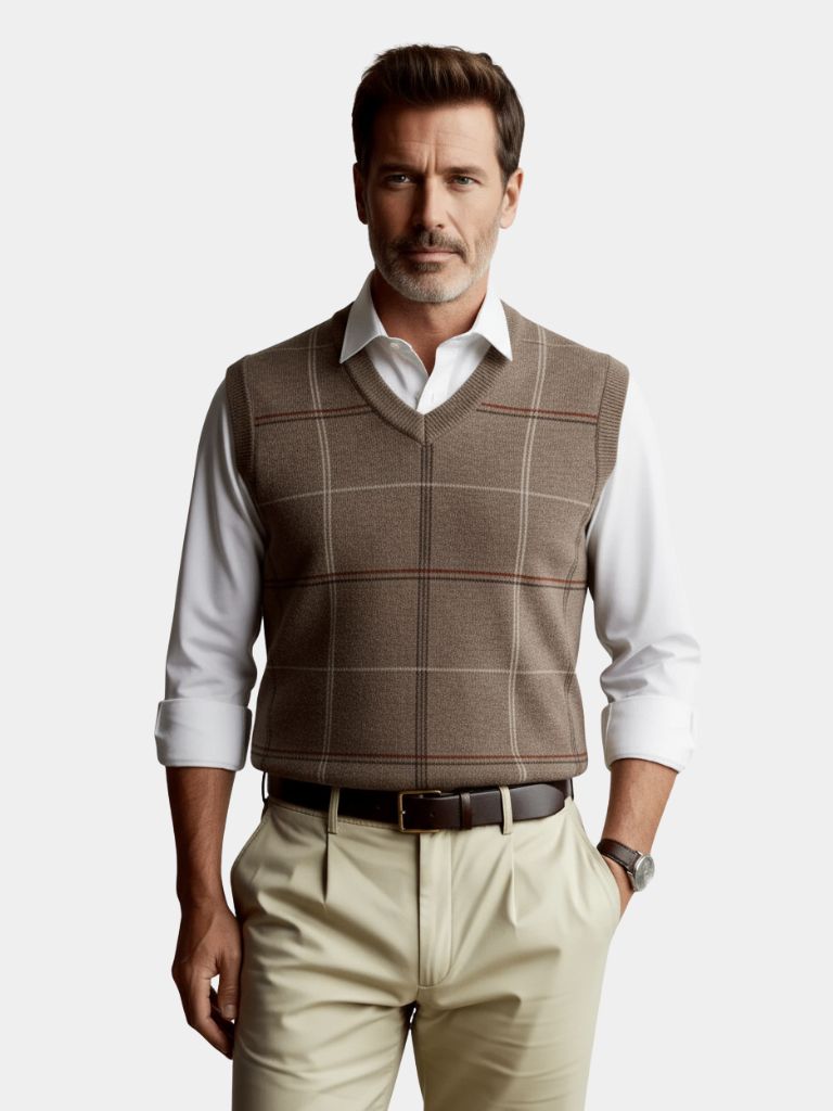 Academic Checkered Knit Vest - CAAYWORLD CAAYWORLD