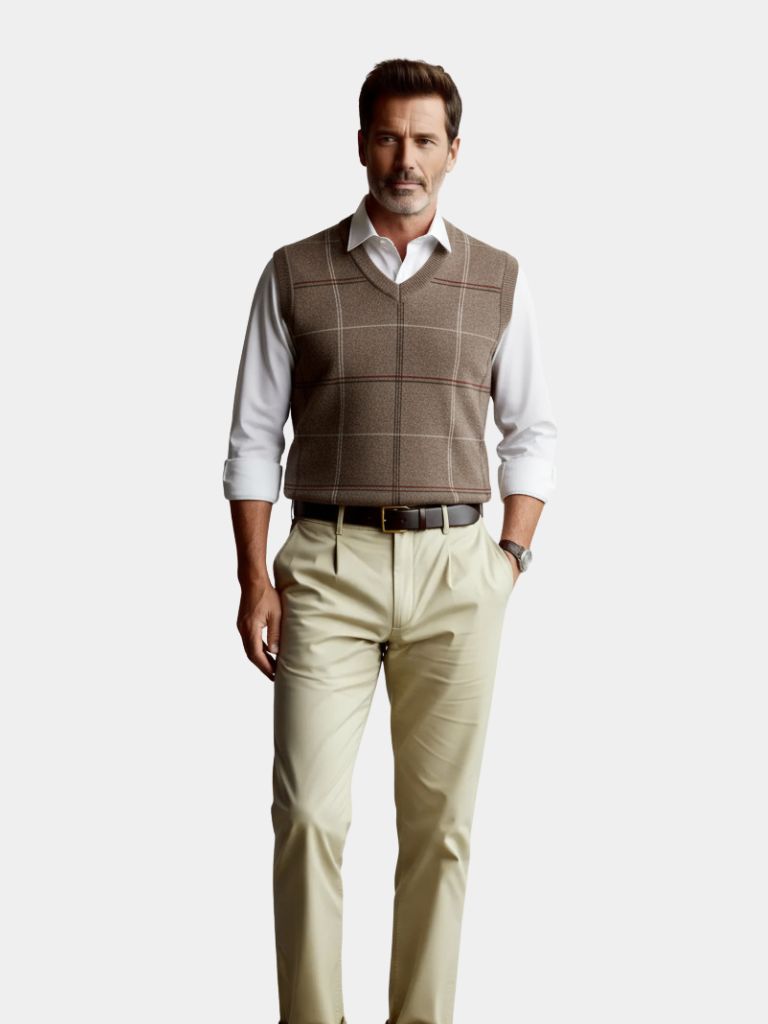 Academic Checkered Knit Vest - CAAYWORLD CAAYWORLD