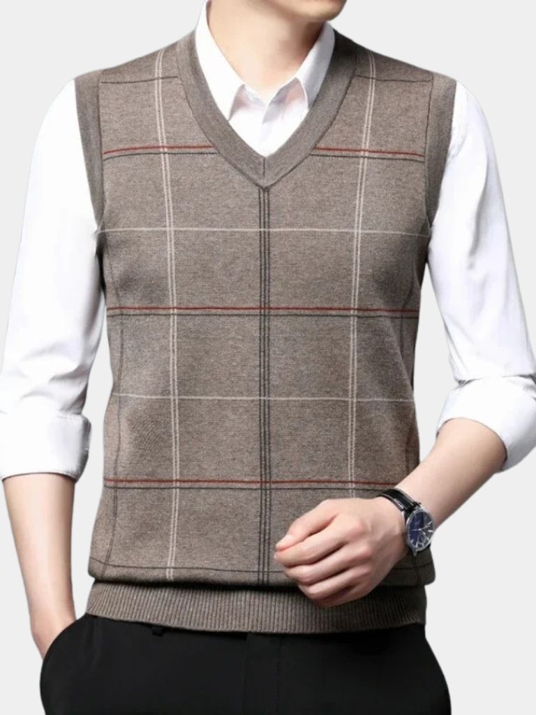 Academic Checkered Knit Vest - CAAYWORLD CAAYWORLD