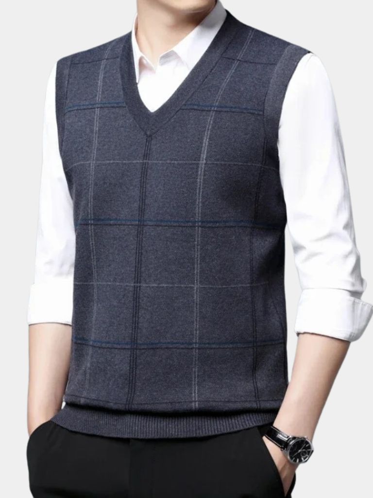 Academic Checkered Knit Vest - CAAYWORLD CAAYWORLD