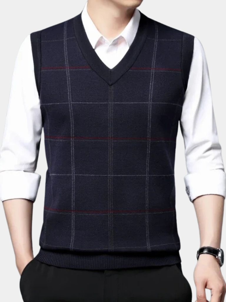 Academic Checkered Knit Vest - CAAYWORLD CAAYWORLD