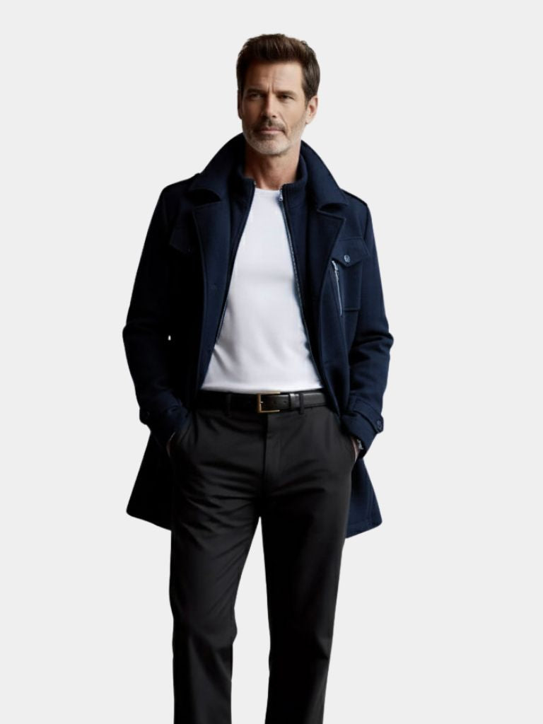 Aristocratic Black Wool Overcoat - CAAYWORLD CAAYWORLD